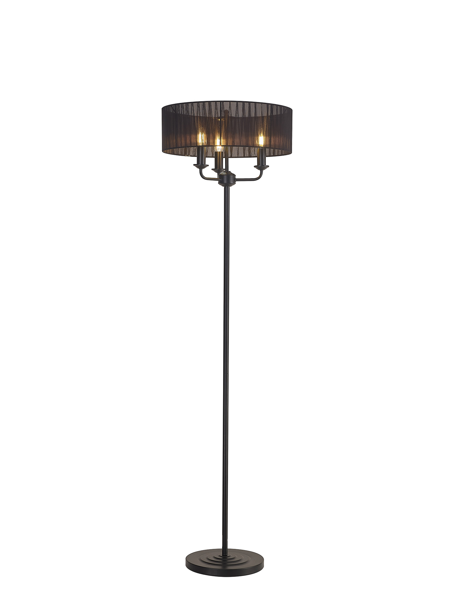 DK1060  Banyan 45cm 3 Light Floor Lamp Matt Black; Black
